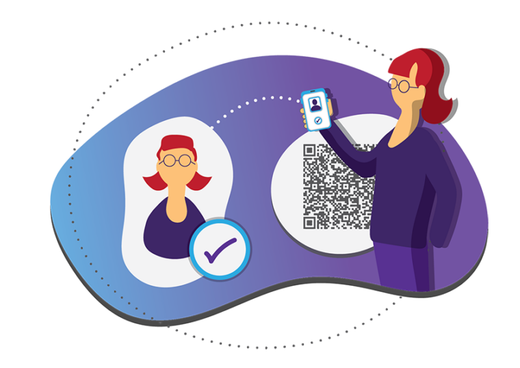 Graphic illustration detailing a benefit of venta software - easily accessible verification processes ensuring secure and accurate identification