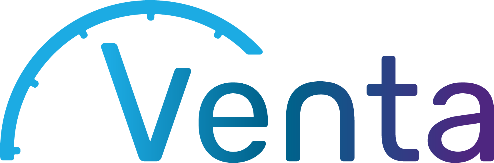 Blue logo with the word Venta - time & attendance management software for companies