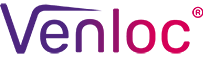 Purple to red ombre graphic with the word venloc, a workforce management software